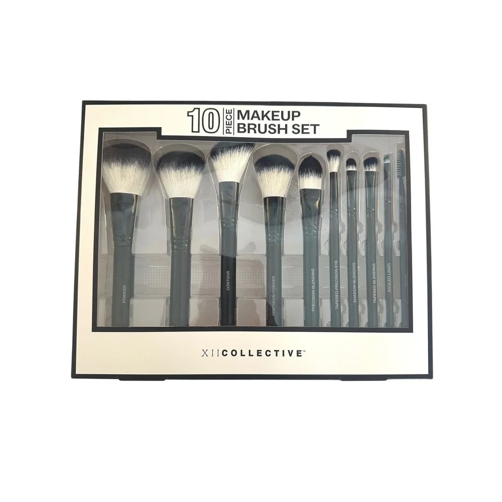 XII Collective Black 10 Piece Professional Makeup Brush Set OS New in Box!